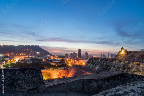 Sunrise in Cartagena from the San Felipe Castle photo