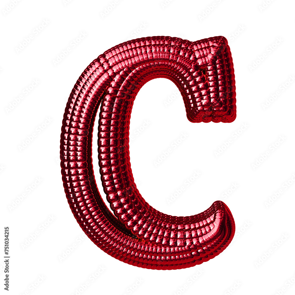 Symbol made of red spheres. letter c Symbol made of red spheres. letter c