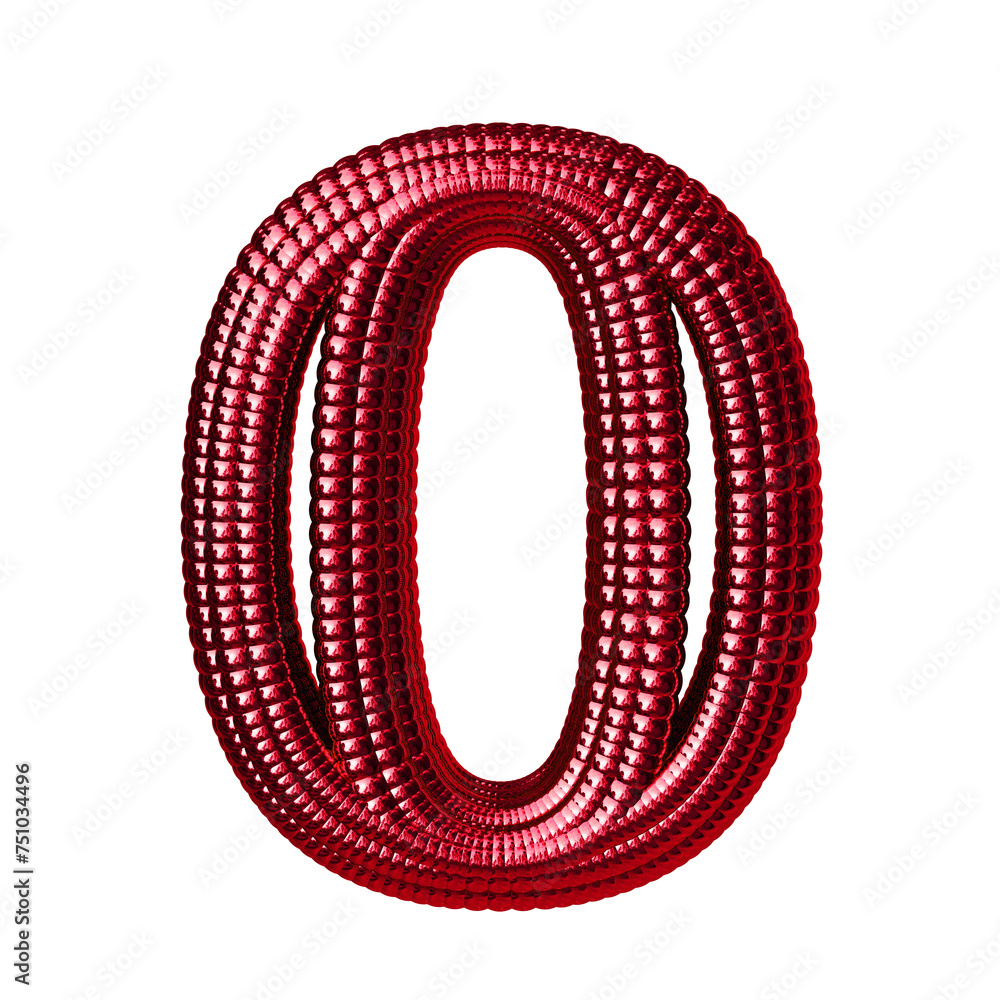 Symbol made of red spheres. number 0 Symbol made of red spheres. number 0