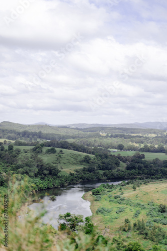 landscape with river and mountains