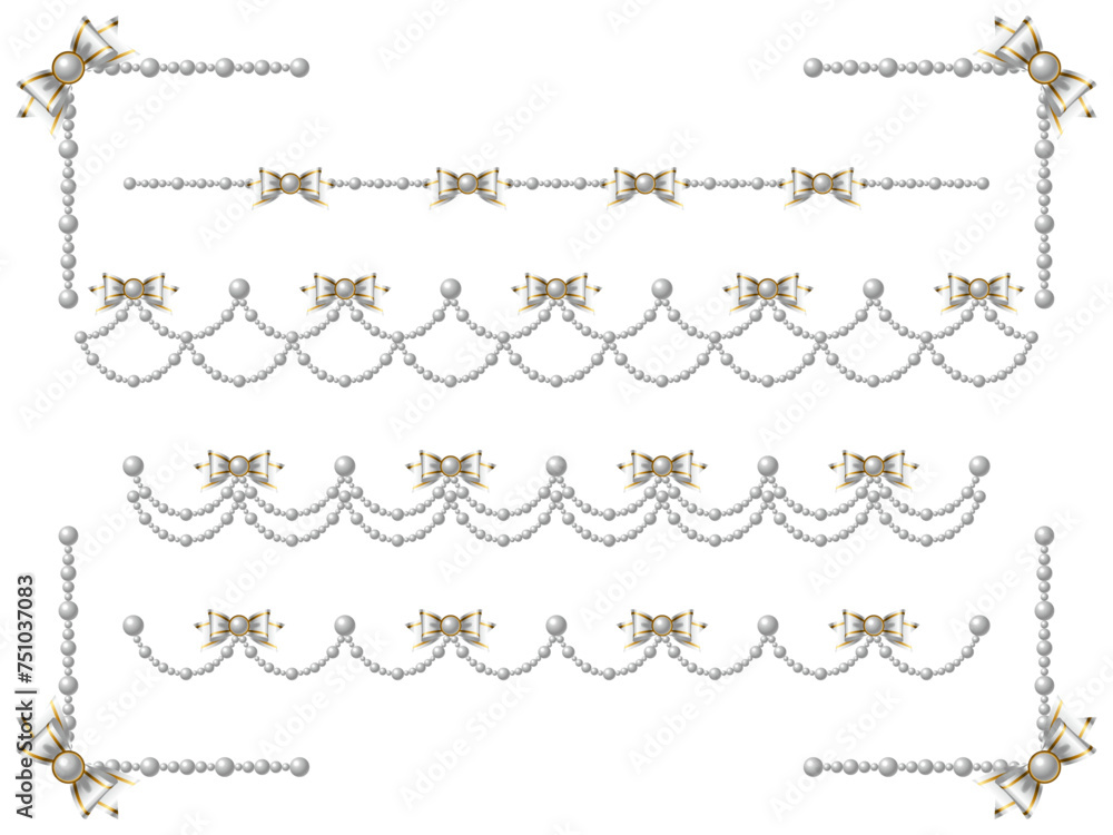 パール、石、リボンFセット1-4