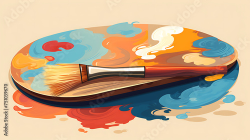 A vector illustration of a paintbrush and palette.