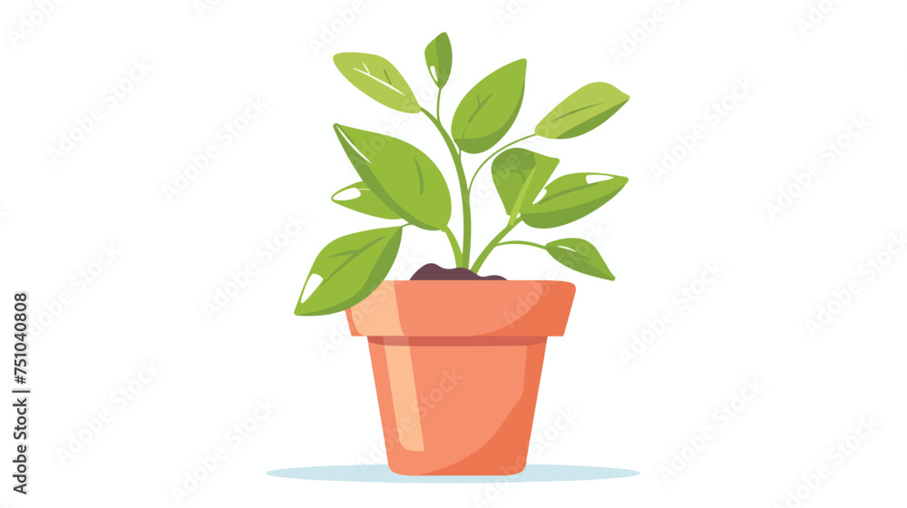 Flower pot with plant flat isolated illustration iso