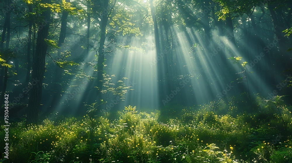 Obraz premium Forest landscape with natural light.