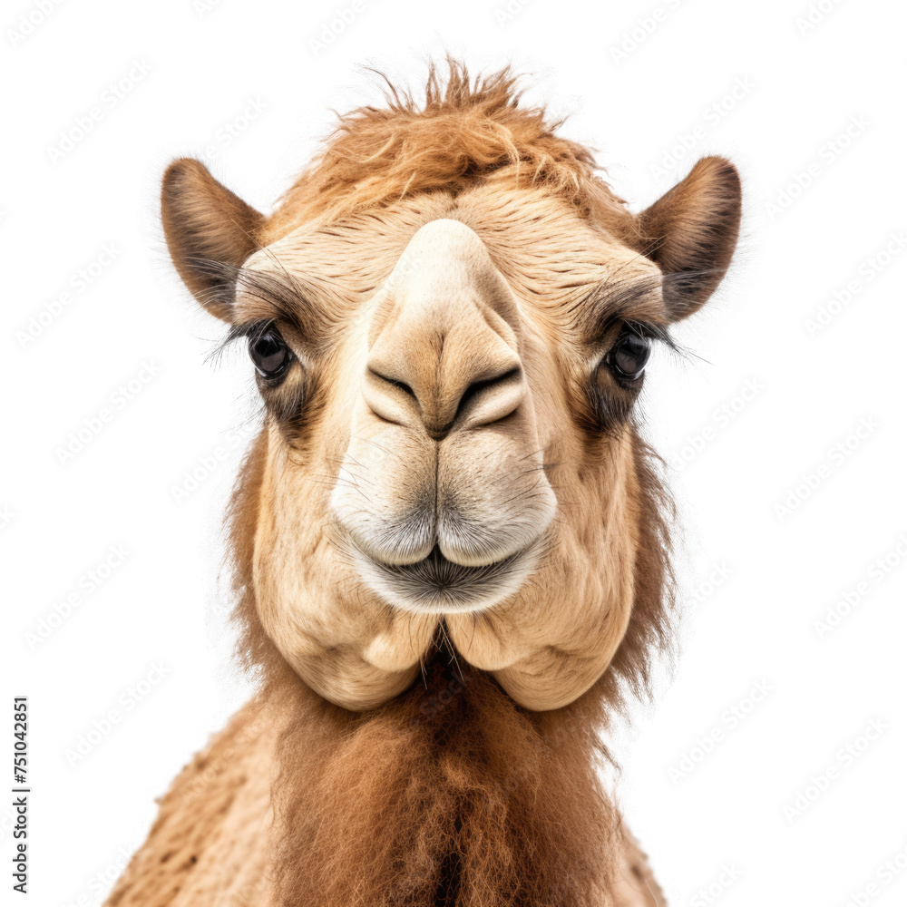 Fototapeta premium face of Camelisolated on transparent background, element remove background, element for design - animal, wildlife, animal themes