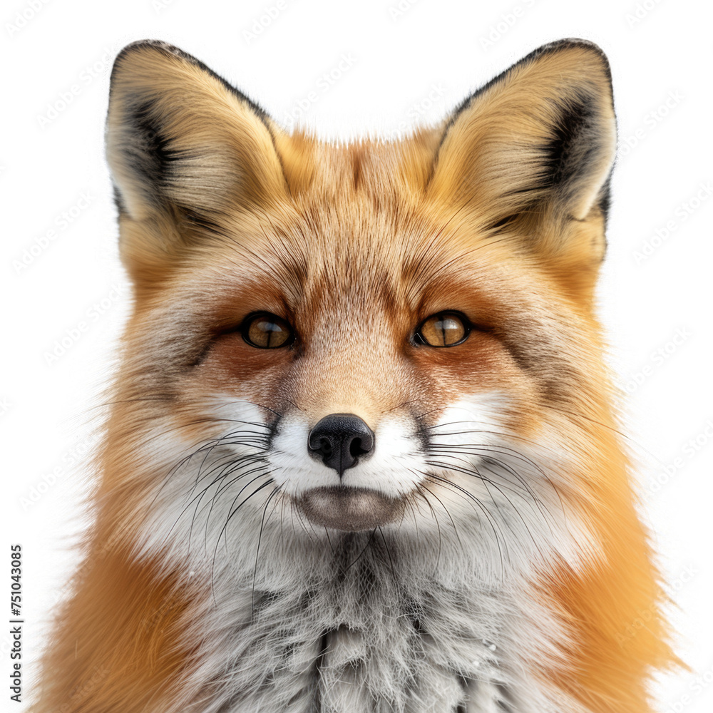 Fototapeta premium face of Foxisolated on transparent background, element remove background, element for design - animal, wildlife, animal themes