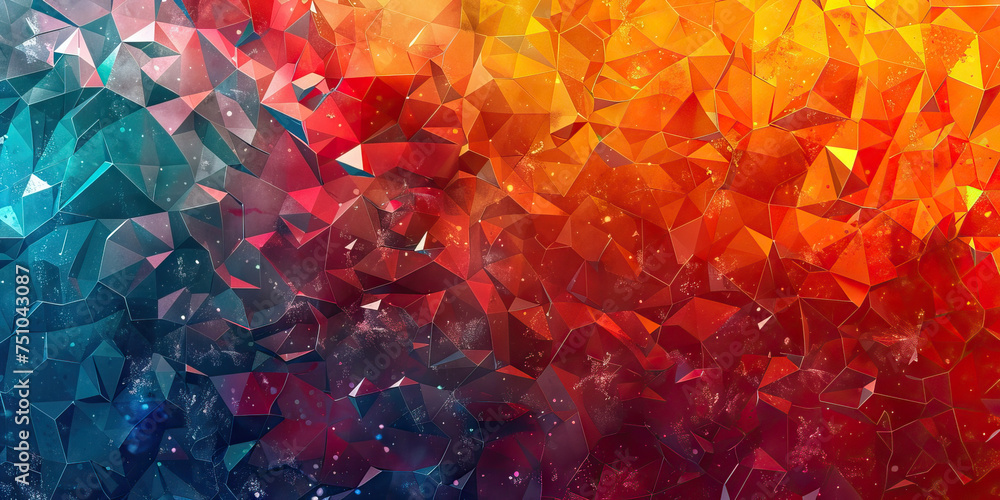 Abstract polygonal mosaic background. Multicolored geometric shapes with depth effect. Contemporary digital art backdrop