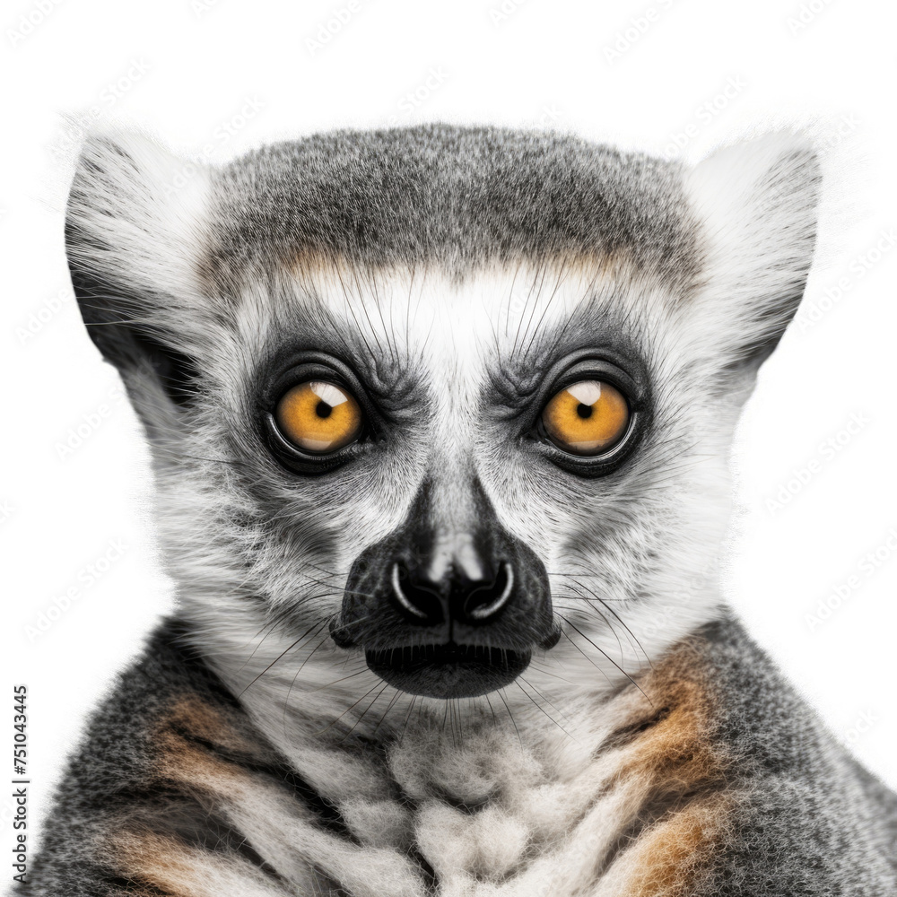 Fototapeta premium face of Lemurisolated on transparent background, element remove background, element for design - animal, wildlife, animal themes