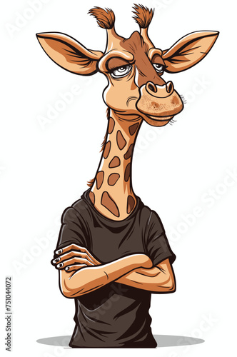 Giraffe illustration, animal caricature, vector illustration.