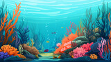 A vector image of a vibrant coral reef underwater.