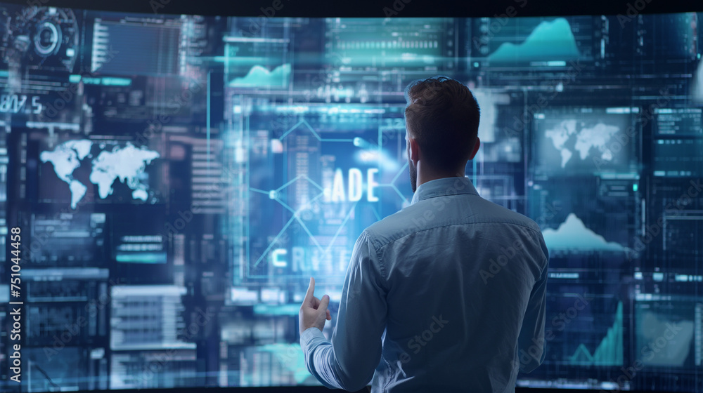 Business, Technology, Internet and network concept. Young businessman working on a virtual screen of the future and sees the inscription Ad campaign. Business, Technology, Internet and network concept. Young businessman working on a virtual screen of the future and sees the inscription Ad campaign.
