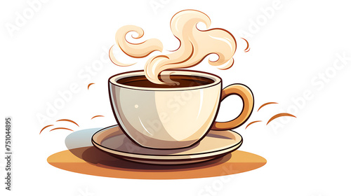 A vector representation of a coffee cup with steam rising.