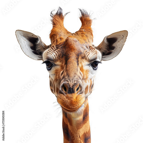 smiling giraffe faceisolated on transparent background  element remove background  element for design - animal  wildlife  animal themes