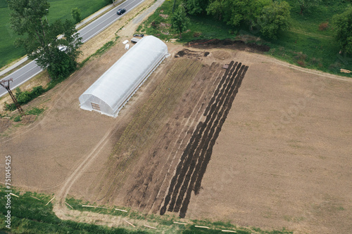 Aerial view of farm photo