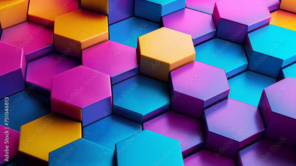 Fototapeta premium Regularly arranged colorful hexagonal background.