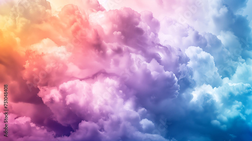 Background rainbow colored storm clouds. Colorful clouds background.