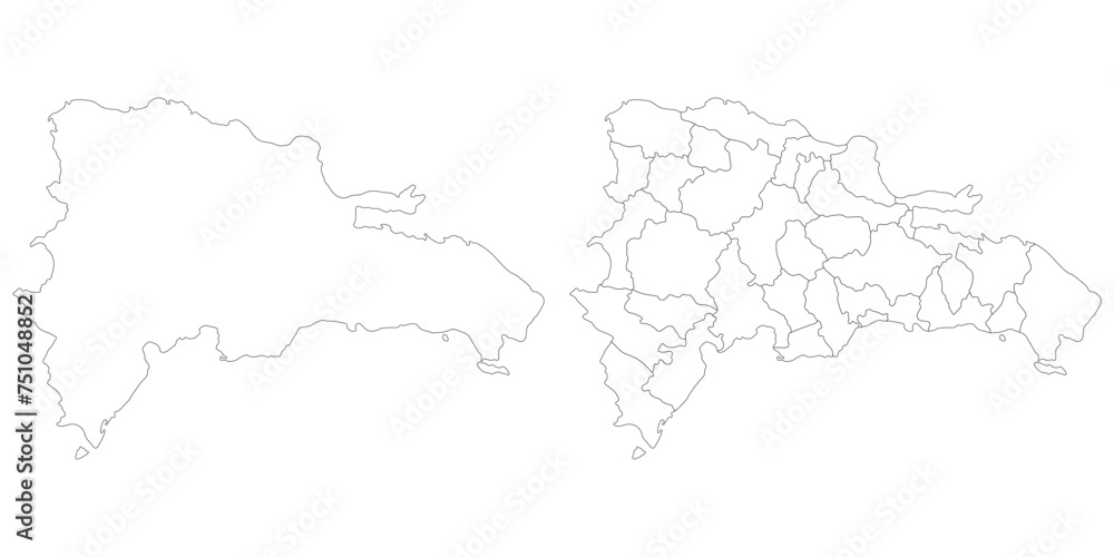 Dominican Republic map. Map of Dominican Republic in white set