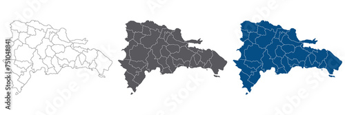 Dominican Republic map. Map of Dominican Republic in administrative provinces in set photo