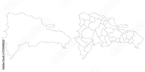 Dominican Republic map. Map of Dominican Republic in white set