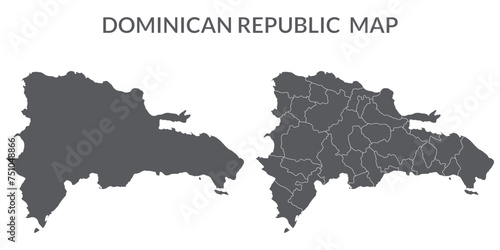 Dominican Republic map. Map of Dominican Republic in grey set