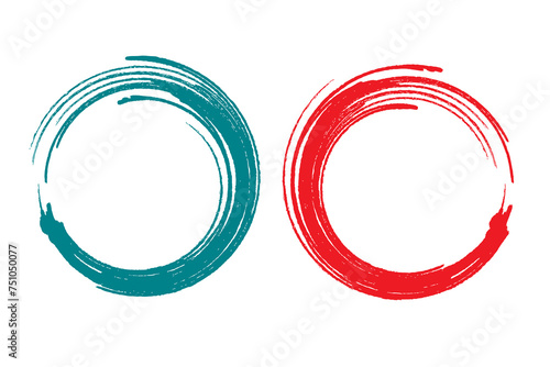 Enso zen stroke red circle japanese brush symbol vector illustration. photo