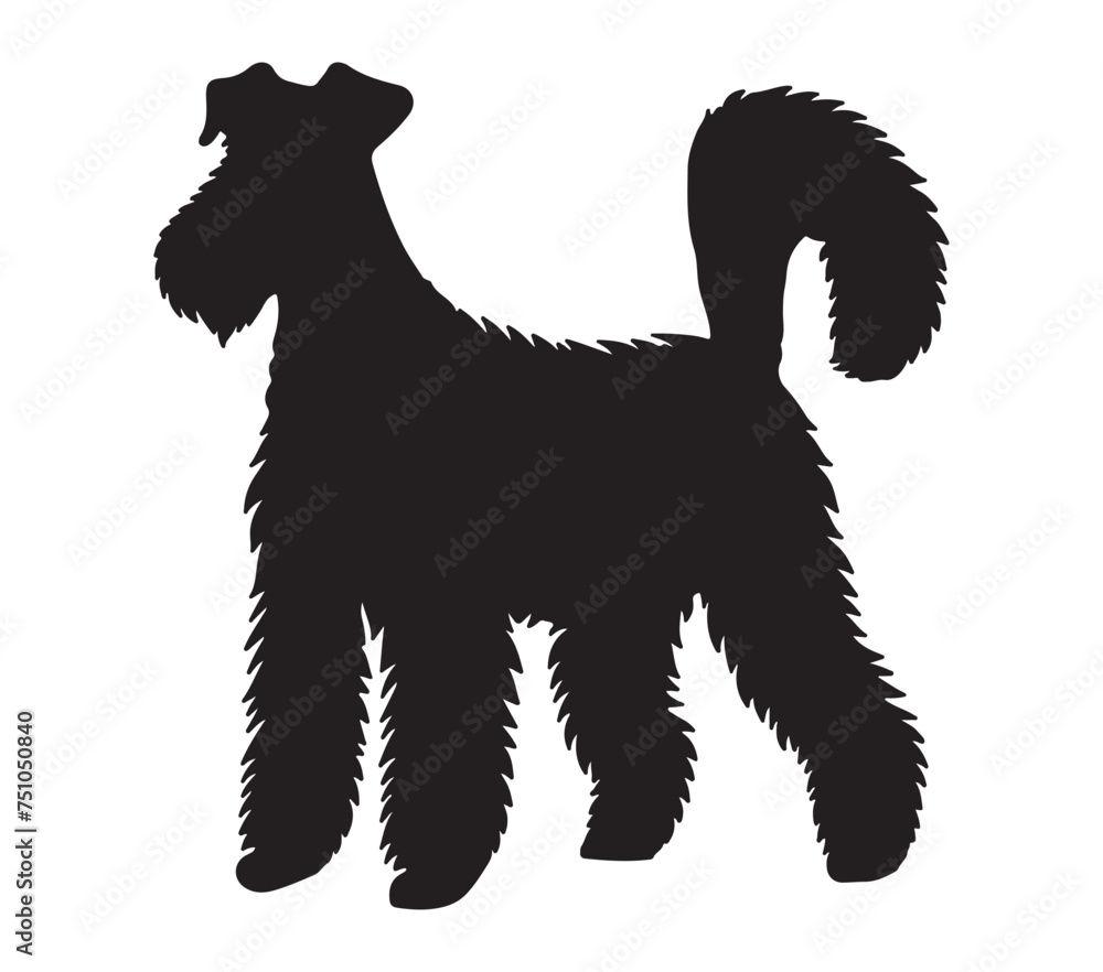 Black and white vector illustration of Airedale Terrier.