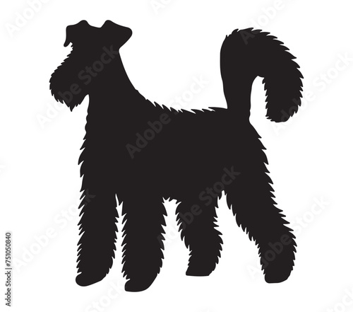 Black and white vector illustration of Airedale Terrier.
