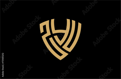 ZYU creative letter shield logo design vector icon illustration