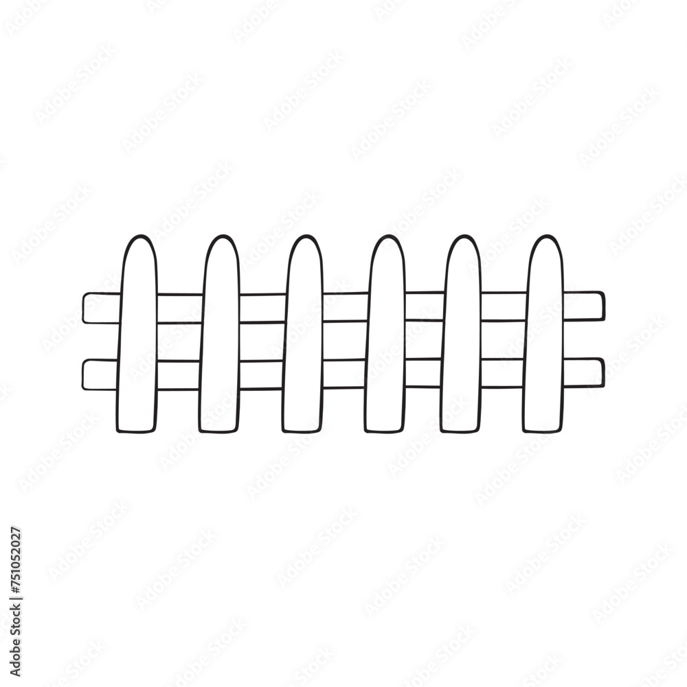 Vector hand drawn doodle sketch outline fence isolated on white background Vector hand drawn doodle sketch outline fence isolated on white background