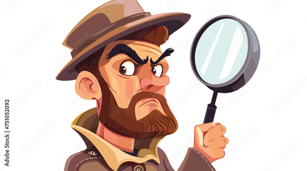 Man with a magnifying glass looking for isolated on