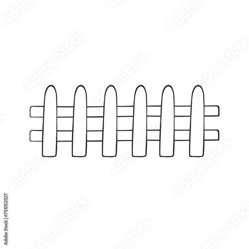 Vector hand drawn doodle sketch outline fence isolated on white background