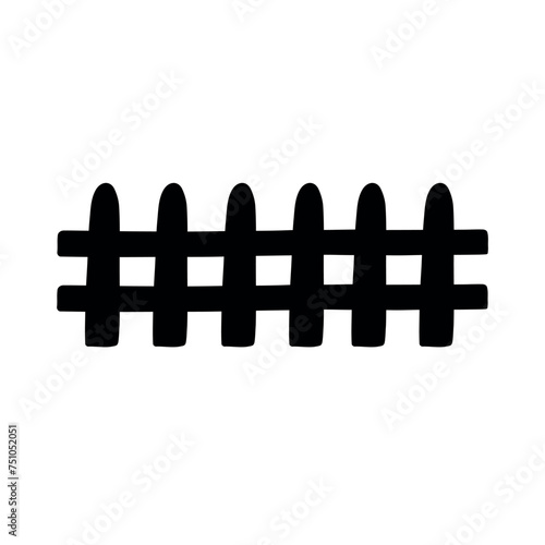 Vector hand drawn doodle sketch fence silhouette isolated on white background
