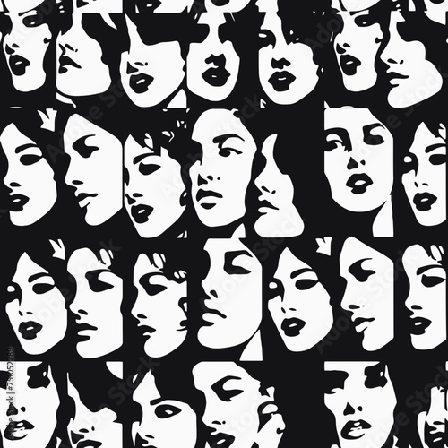 People face silhouette art pattern