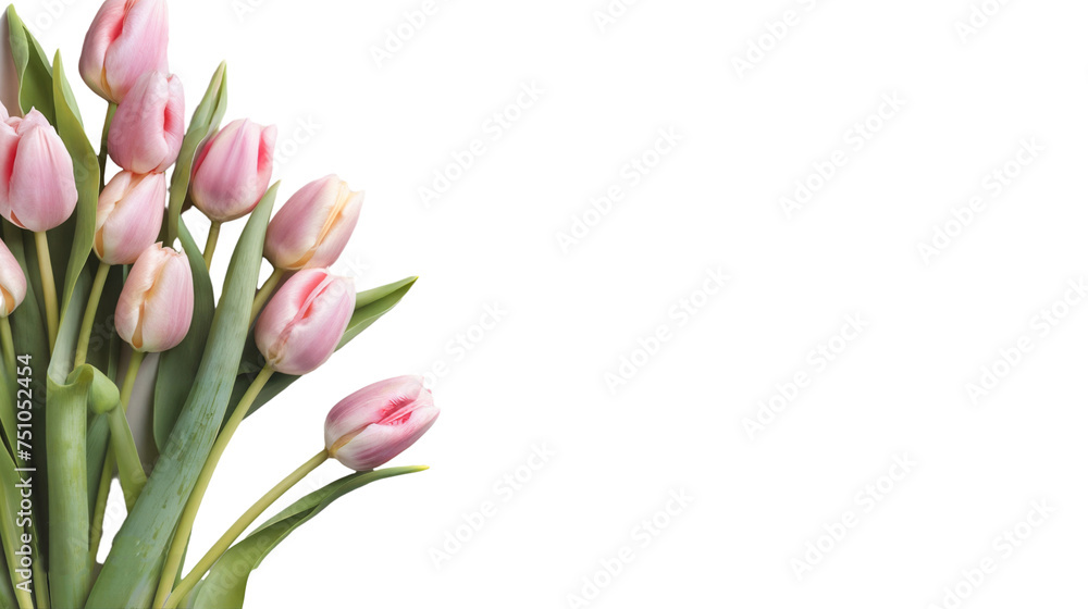 Frame bunch of pink tulips, isolated on transparent background Frame bunch of pink tulips, isolated on transparent background
