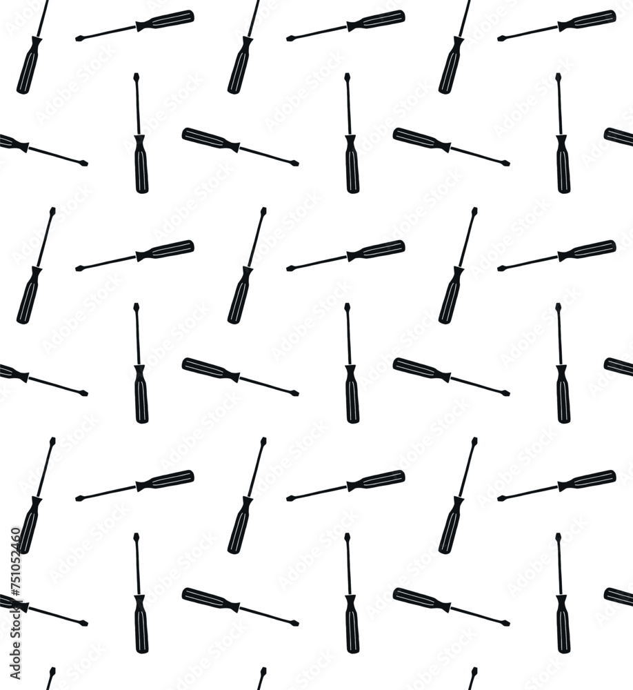 Vector seamless pattern of hand drawn doodle sketch screwdriver isolated on white background Vector seamless pattern of hand drawn doodle sketch screwdriver isolated on white background