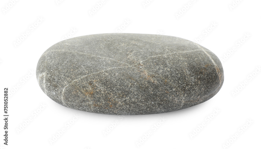 One grey stone isolated on white. Sea pebble One grey stone isolated on white. Sea pebble