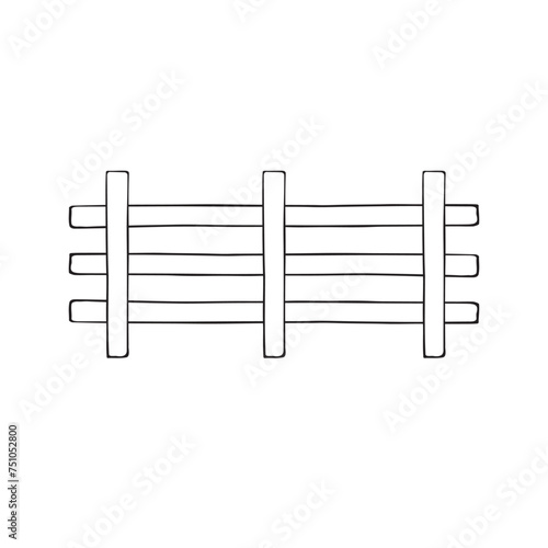 Vector hand drawn doodle sketch outline fence isolated on white background