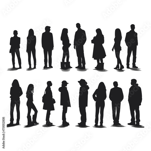 20 silhuette people on white background