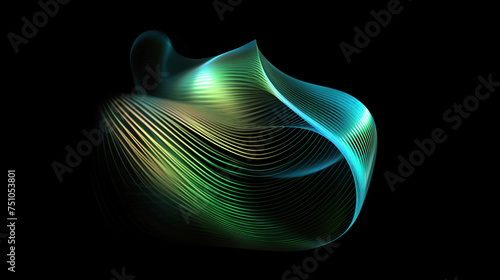 3d sphere flowing light line Generative AI photo