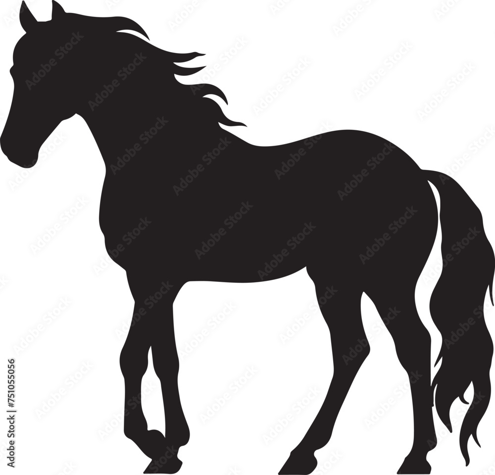 Obraz premium Horse Silhouette Vector Illustration White Background