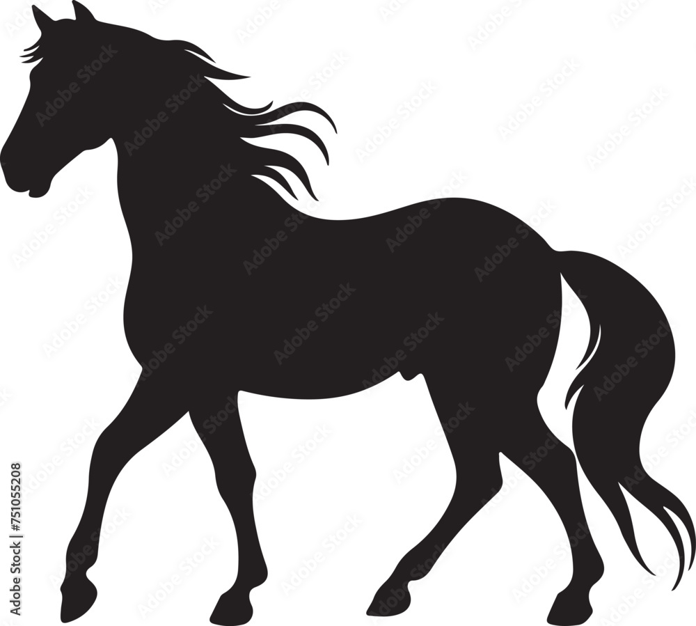 Obraz premium Horse Silhouette Vector Illustration White Background