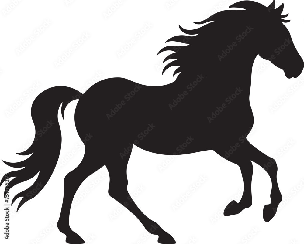 Obraz premium Horse Silhouette Vector Illustration White Background