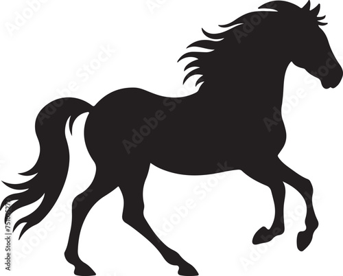 Fototapeta Naklejka Na Ścianę i Meble -  Horse Silhouette Vector Illustration White Background