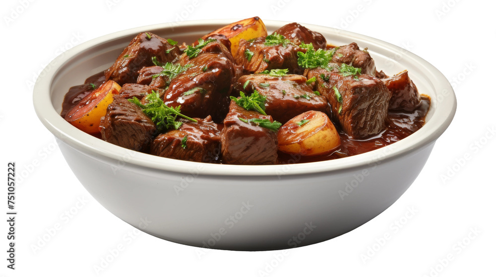 Hearty Beef Stew Delight Bowl on Transparent Background