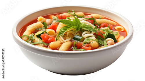Hearty Veggie Minestrone Bowl Delight on Transparent Background