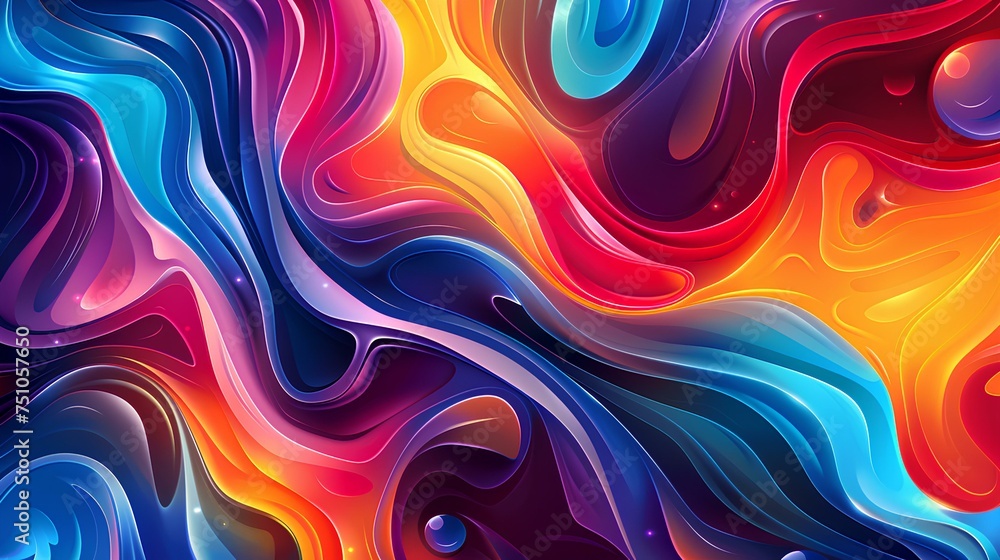 Obraz premium Vibrant Colorful Wave Design Art with Circles and Swirls