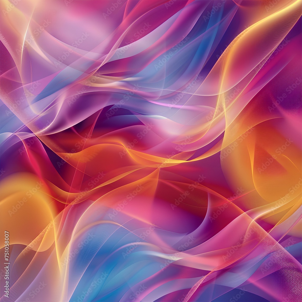 Blue Wave Motion: Abstract Background with Smooth Flow and Colorful Fractal Design