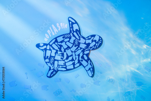 Sea Turtle illustration Includes Marine Plastics Inside made by paper photo