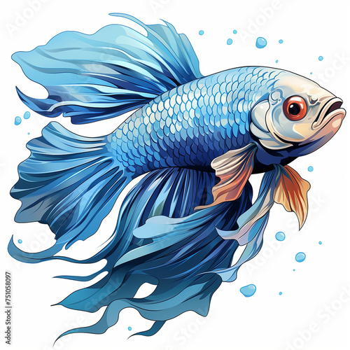Betta fish cartoon mascot 2d © avivmuzi