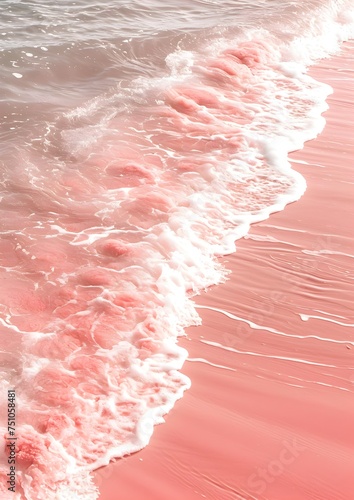 pink sand, surf wave, sea, trendy peach color, photo wallpaper for your phone